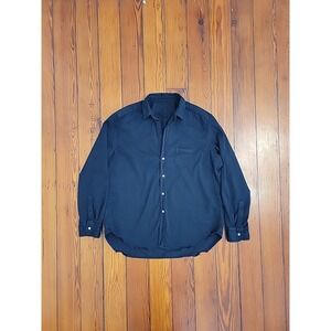 Frank & Eileen Relaxed Button Down in Black Distressed Famous Denim Womens L